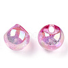 UV Plating Rainbow Iridescent Acrylic Beads OACR-G012-04A-2