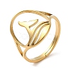 Ion Plating(IP) 304 Stainless Steel Whale Tail Adjustable Ring for Women RJEW-M149-01G-3