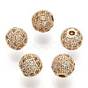 Rack Plating Brass Cubic Zirconia Beads ZIRC-S001-6mm-A02-1