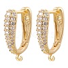 Brass Micro Pave Clear Cubic Zirconia Hoop Earring Findings ZIRC-YW0001-07G-1
