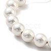 Shell Pearl Beaded Slider Bracelet with Brass Snake Chain BJEW-B066-01B-03-2