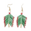 Glass Seed Beaded Christmas Tree Dangle Earrings EJEW-MZ00636-3