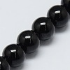 Natural Black Agate Round Beads Strands G-L086-A-01-2