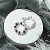 2Pcs 2 Color Acrylic & Glass Seed Beaded Stretch Rings Set for Women RJEW-JR00593-2