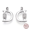 Rhodium Plated 925 Sterling Silver Micro Pave Cubic Zirconia Charms STER-T004-12P-1