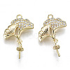 Brass Micro Pave Cubic Clear Zirconia Peg Bails Pendants KK-N232-128-NF-1