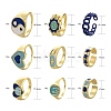 9Pcs 9 Style Alloy Enamel Signet Finger Rings and Cuff Rings Set RJEW-LS0001-58-3