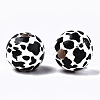 Printed Natural Wooden Beads WOOD-R270-07A-2