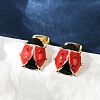 Brass Enamel Stud Earrings for Women EJEW-A126-04G-1