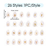 26Pcs 26 Styles Natural Shell Teardrop Charms with Golden Tone Metal Letter Slices SHEL-TAC0004-02-4