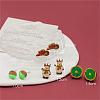 4 Pairs Snowman & Christmas Hat & Wreath Printed Wood Stud Earrings EJEW-OY001-06-3