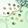 4Pcs 4 Styles Natural White Jade & Green Aventurine & Ruby in Zoisite Flat Round Charms G-YW0002-63-4