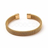 304 Stainless Steel Flat Mesh Chains Shape Open Cuff Bangle for Women BJEW-C0033-06-3