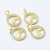Brass Micro Pave Cubic Zirconia Pendants KK-P133-12G-NR-1