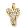 Brass Micro Pave Cubic Zirconia Pendants KK-E061-03G-25-1