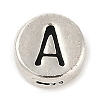 925 Sterling Silver Flat Round with Letter Beads STER-G044-01AS-A-1