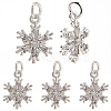 10Pcs Brass Micro Pave Clear Cubic Zirconia Snowflake Pendants KK-BBC0021-79-1