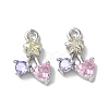 Brass Micro Pave Cubic Zirconia Charms X-KK-F872-21P-1