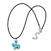 Dyed Synthetic Turquoise Horse Pendant Black Waxed Cord Necklaces NJEW-JN05430-01-4