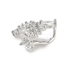 Brass Micro Pave Clear Cubic Zirconia Hoop Earring Findings KK-D369-03P-2