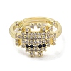 Real 18K Gold Plated Brass Pave Cubic Zirconia Adjustable Rings RJEW-M170-05G-01-2