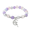 8mm Round Natural Aquamarine & Rose Quartz & Amethyst Beaded Stretch Bracelets X-BJEW-TA00502-1