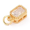 Real 18K Gold Plated Brass Inlaid Cubic Zirconia Charms X-ZIRC-L100-075G-03-4
