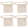 4Pcs Zinc Alloy & Crystal Rhinestone Tassel Brooch JEWB-PH0001-84G-1