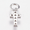Brass Micro Pave Cubic Zirconia Tiny Cross Charms LS-ZIRC-E147-62P-2