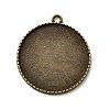 Tibetan Alloy Carved Leaf Pendant Cabochon Bezel Settings TIBEP-M018-86AB-NF-1