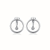 Anti-Tarnish Ring Rhodium Plated 925 Sterling Silver Stud Earrings PB1316-7-1