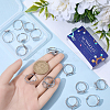 16Pcs 4 Styles 304 Stainless Steel Ovsl Cuff Ring Components RJEW-SC0001-38-3