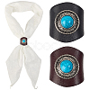 2Pcs 2 Colors Leather & Alloy & Synthetic Turquoise Scarf Clips AJEW-CL0005-24A-1