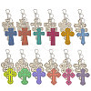 36Pcs 12 Styles Unfinished Wood Cross Keychain DIY-GL0006-34-1