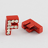 Mixed Color Zinc Alloy Grade A Rhinestone Letter Slide Charms ALRI-S130-F-2