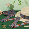 7M Ethnic Style Polyester Flower Jacquard Ribbons OCOR-WH0091-72A-01-4