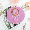 DIY Woven Net/Web with Feather Pattern Embroidery Kit DIY-O021-17B-1