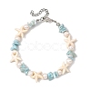 Synthetic Turquoise & Natural Larimar & Cultured Freshwater Pearl Beaded Bracelets for Women BJEW-JB13951-3