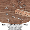 120Pcs 12 Styles Tibetan Style Alloy Links Connector Charms FIND-GA0005-51-2