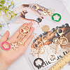 4Pcs 4 Colors Rhinestone Enamel Flower Pendant Keychain with AlloyCharm KEYC-GL0001-08-3