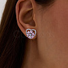 Rhodium Plated 925 Sterling Silver Rotating Heart Stud Earrings EJEW-L270-01P-5