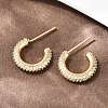 C-Shaped Brass Clear Cubic Zirconia Stud Earrings EJEW-A156-11A-G-2
