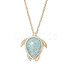Turtle Faceted Natural Mixed Gemstone Pendant 304 Stainless Steel Cable Chain Necklaces for Women NJEW-JN05289-4