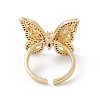 Colorful Cubic Zircon Butterfly Open Cuff Ring RJEW-B043-05-2