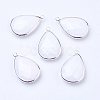 Silver Color Plated Brass Glass Teardrop Pendants X-GLAA-M006-A-22S-1