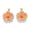 Real 18K Gold Plated Brass Micro Pave Clear Cubic Zirconia Beads Pendants ZIRC-M114-32G-2