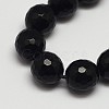 Faceted Round Grade A Synthetic Black Stone Beads Strands G-N0137-04-6mm-1