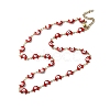 Moon with Evil Eye Enamel Link Chain Necklace NJEW-G117-02G-2
