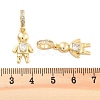 Brass Pave Clear Cubic Zirconia European Dangle Charms KK-U009-08A-G-3