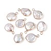 Electroplated Natural Keshi Pearl Flat Round Pendants PEAR-S018-02C-01B-1
